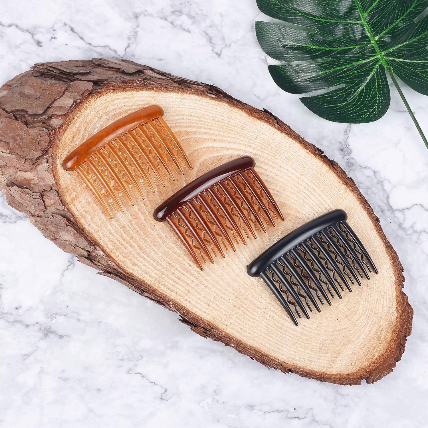 WBCBEC 18 Pieces Plastic Teeth Hair Combs Tortoise Side Comb Hair Accessories for Fine Hair : Beauty