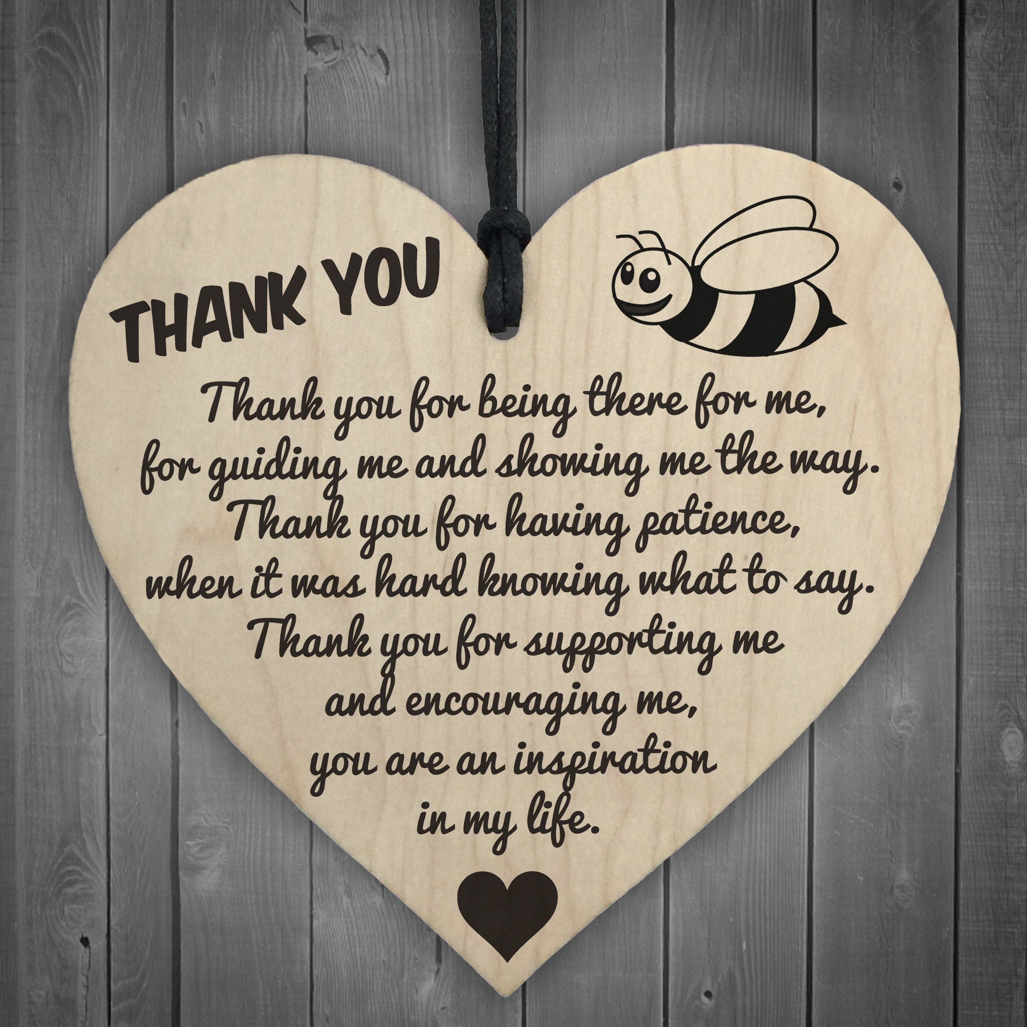 Red Ocean Thank You For Being There For Me Wooden Hanging Heart Love Friendship Plaque
