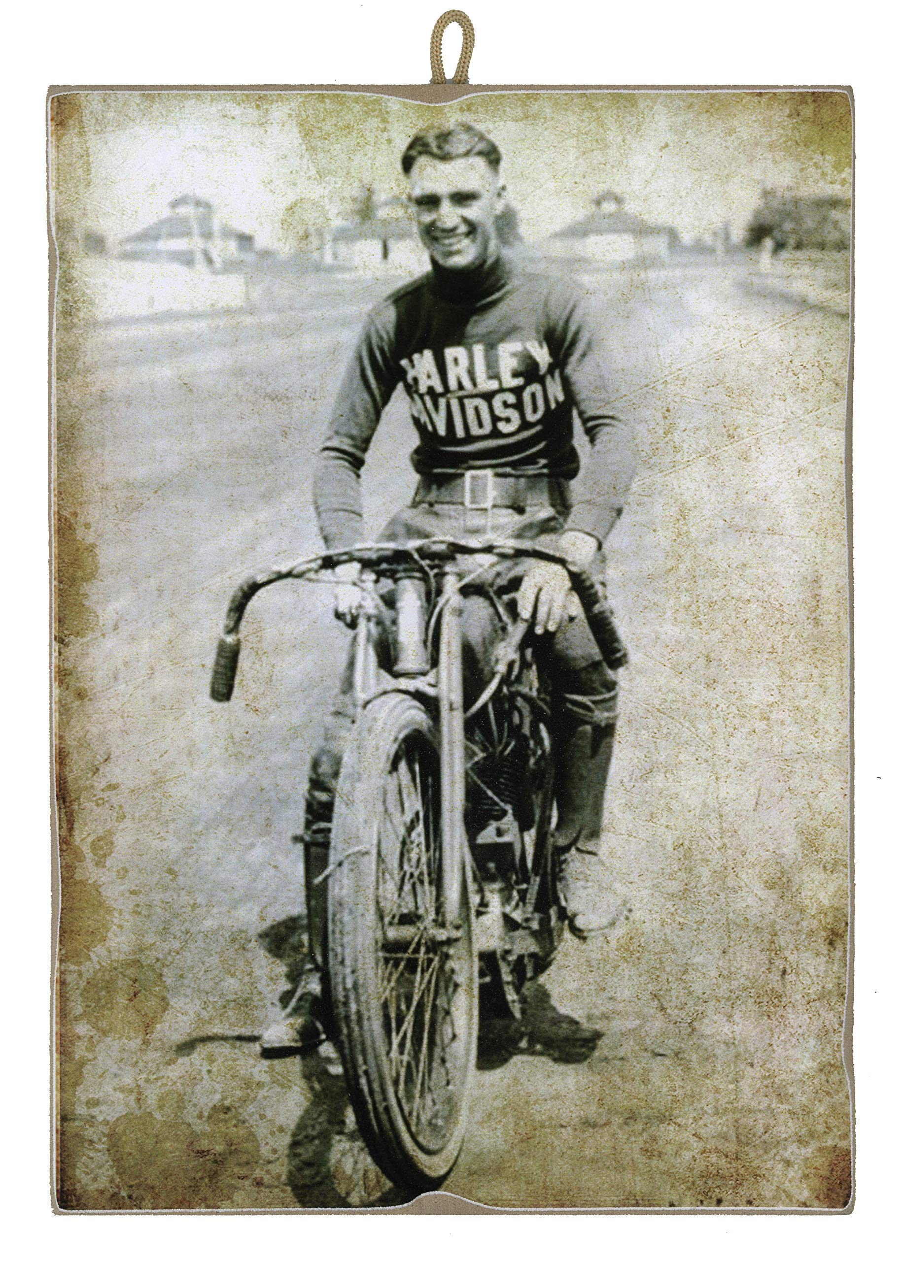 KUSTOM ART Picture Vintage Style Harley Davidson 1920s Collectible Print on Wood Made in Italy Gift Idea