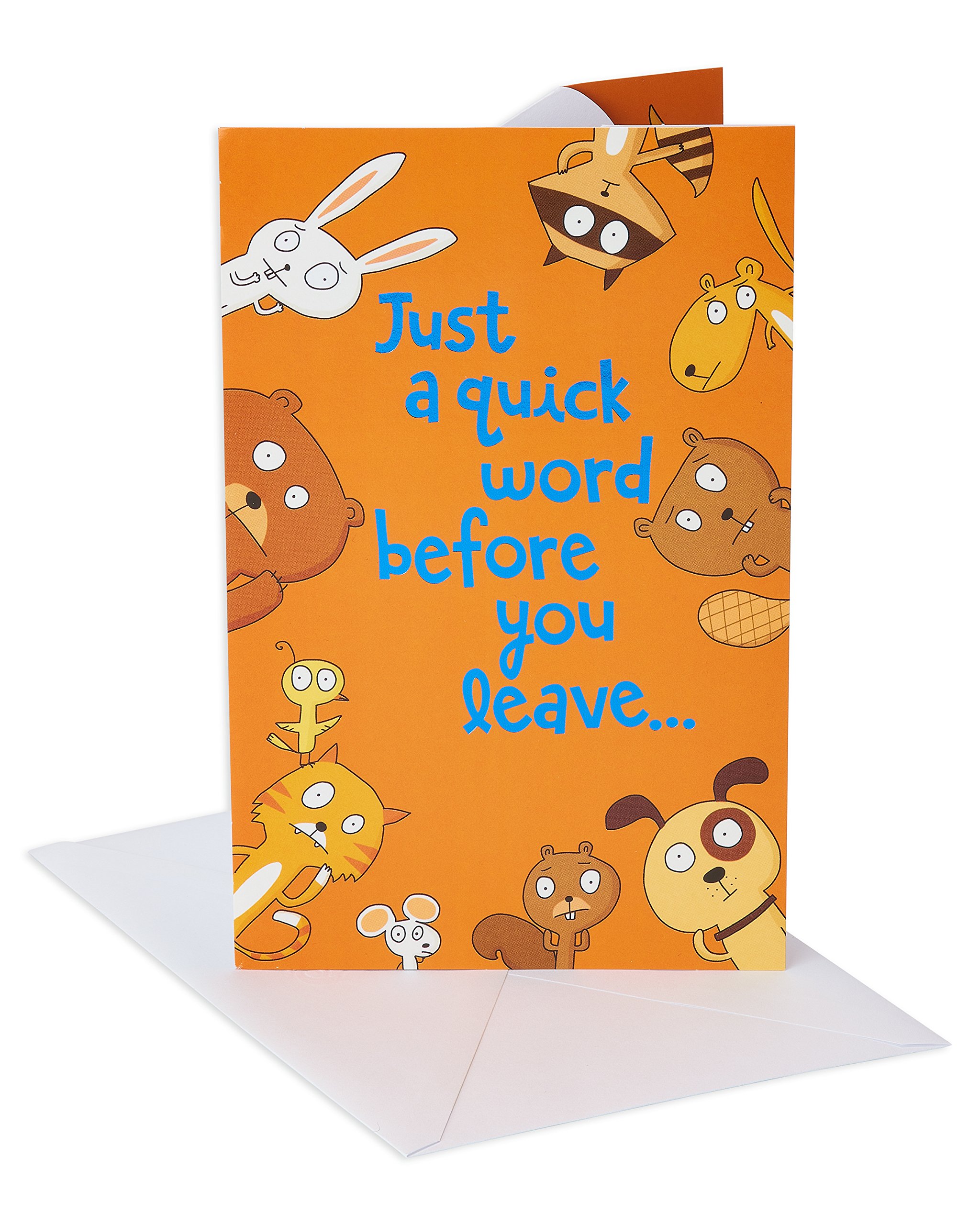 American Greetings Funny Goodbye Card (Animals, Don't Leave)