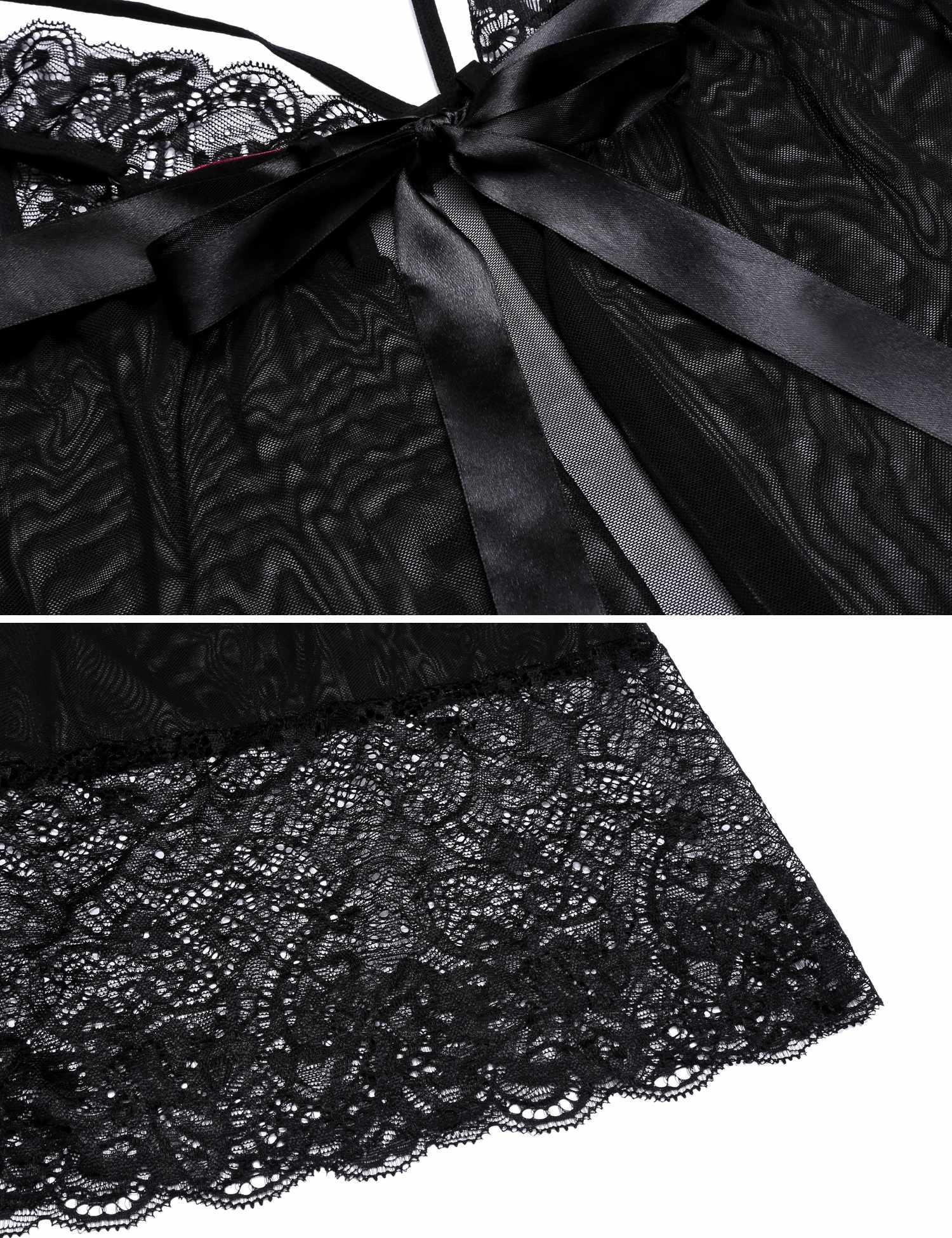 Avidlove Sleepwear Women\'s Cute Bowknot Chemise Nightgown(Black,S)