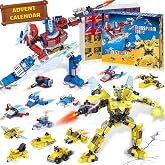 Advent Calendar 2026 - 24 Packs Transform Robot Building Blocks, 12-IN-1 Party Favors Creative Action Mech Toy Building Set for Stocking Stuffers, Countdown to Christmas XMAS Gifts for Boys Girls