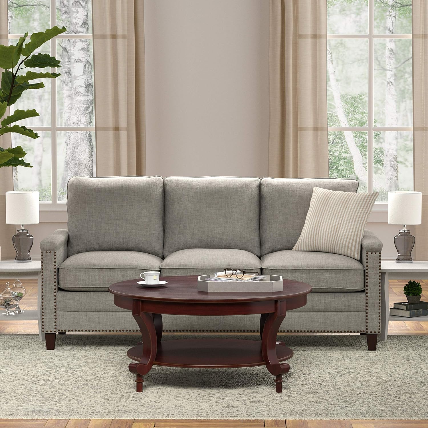  Brand – Ravenna Home Traditional Solid Pine Coffee Table, 19''H, Espresso Finish: Furniture & Decor