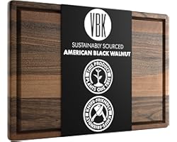 Virginia Boys Kitchens - Made in USA - Extra Large Walnut Wood Cutting Board - Brisket and Turkey Carving Board - Reversible 
