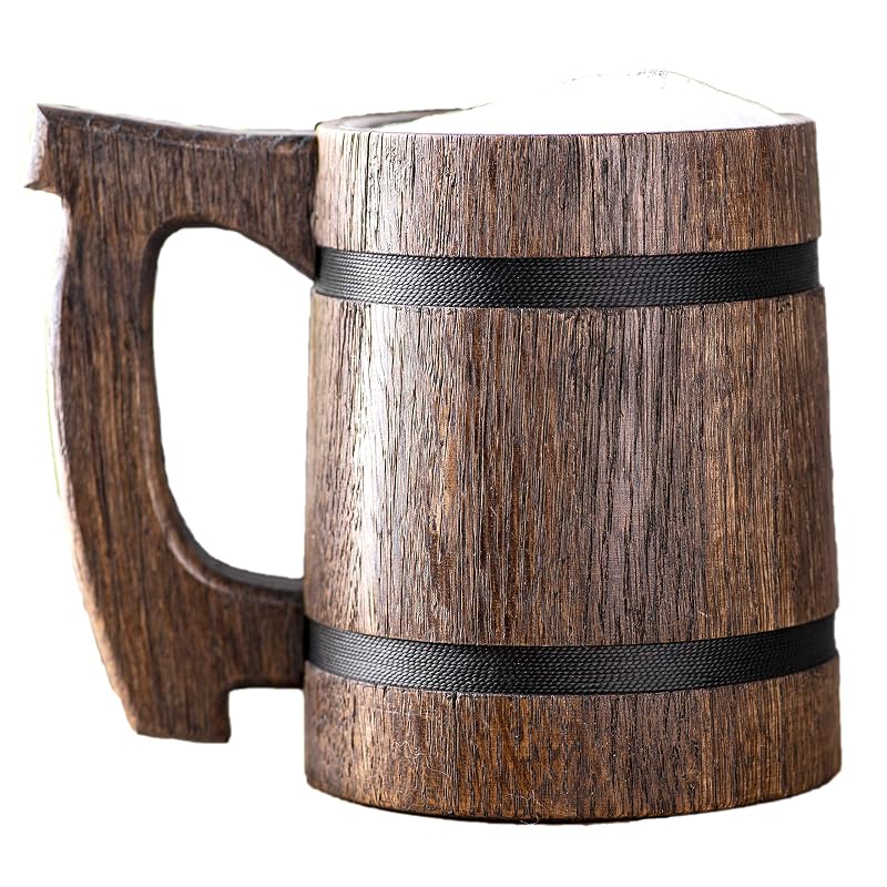 viking wooden beer mug