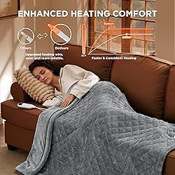 Bedsure Heated Blanket Throw Blanket - Quilted