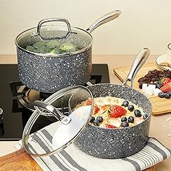 HLAFRG Saucepan Set with Lid, Nonstick 2Qt & 3Qt