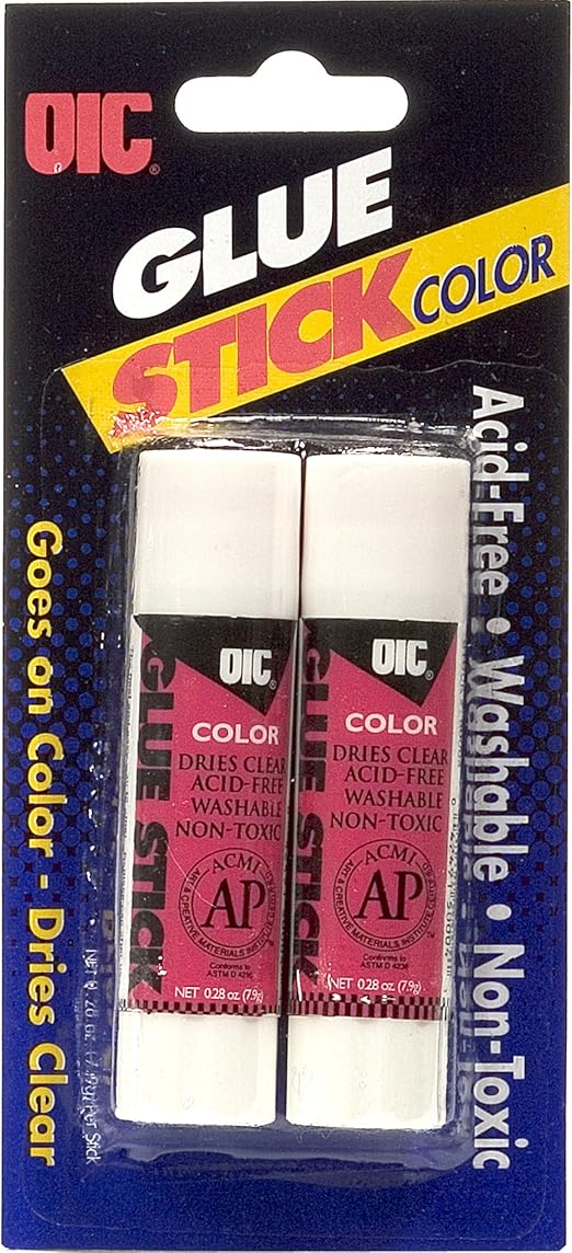 Officemate OIC Glue Stick, Purple, 0.28 oz, 2Pk Office