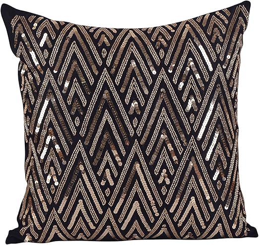 Amazon Com The White Petals Black Beaded Pillow Cover Chevron