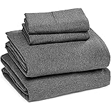 Amazon Basics Heather Cotton Jersey Bed Sheet Set - King, Dark Grey