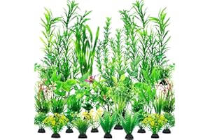 CousDUoBe 30pcs Fish Tank Accessories Aquarium Decorations Green Plants, Green Fish Tank Decorations Plant, Fish Tank Decor, Aquarium Decor Plastic Plants