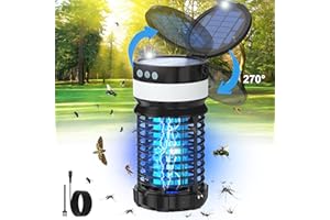 IOOO Solar Bug Zapper Outdoor, Mosquito Zapper, Electric Fly Zapper, Cordless & Rechargeable Mosquito Killer, Waterproof Fly Traps for Home Garden Patio Backyard Camping (1,Black2)