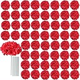 AVIVIHO Fake Flowers 65pcs Red Hydrangea Artificial Flowers Bulk (Not Squished, No Steaming Need) Silk Flowers with Stems for Wedding Decor,Home,Baby Shower,Table Centerpieces Decoration