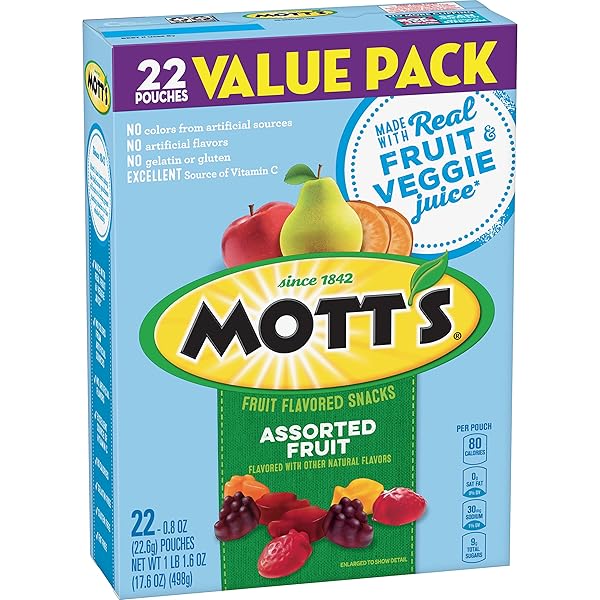 MOTT’S, ASSORTED FRUIT SNACKS, GLUTEN FREE, 17.6 OZ