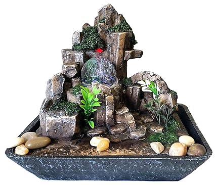 Fontana Zen Feng Shui In Poliresina Con Led Luminosi