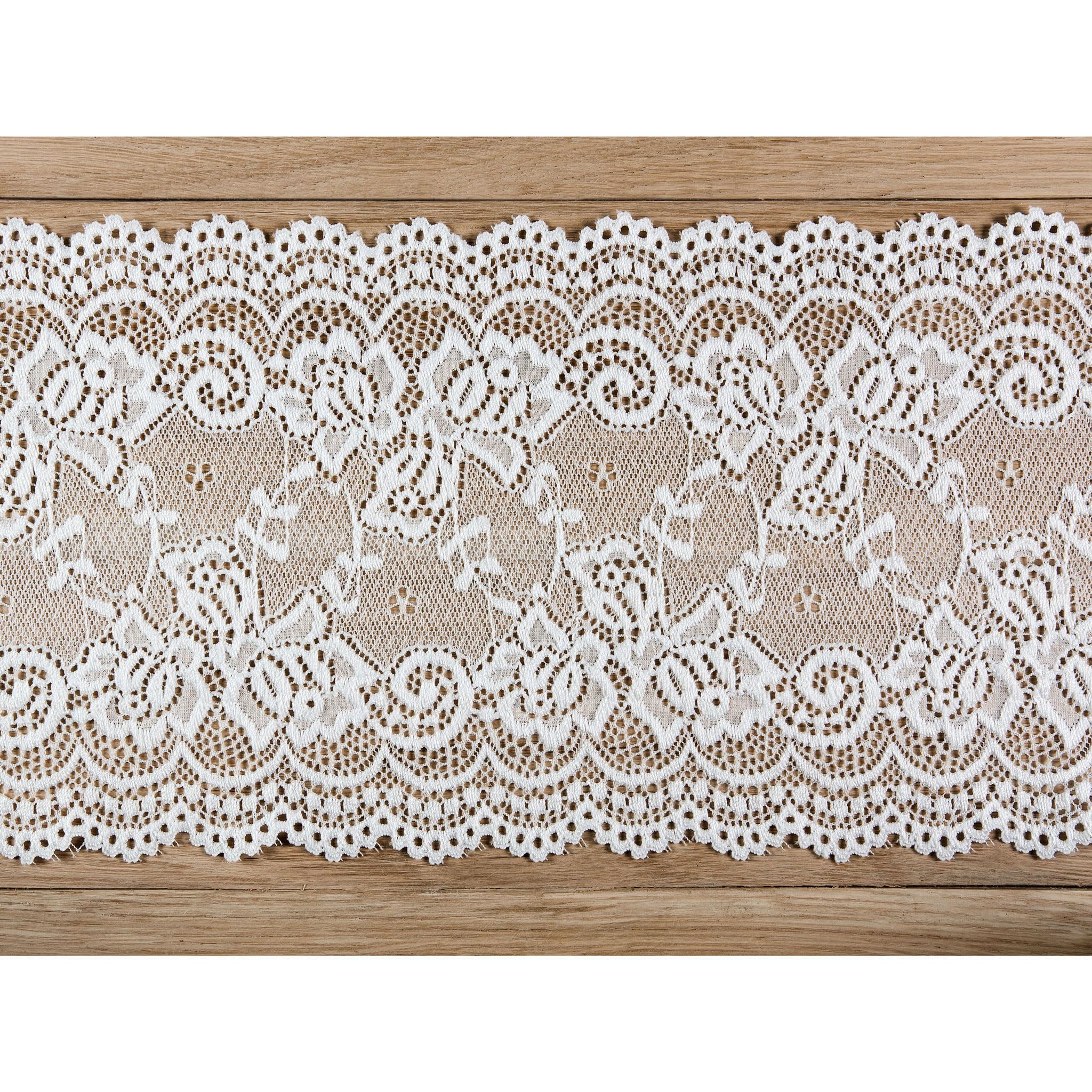 Table runner, lace on a roll, white, 0.15 m x 9 m