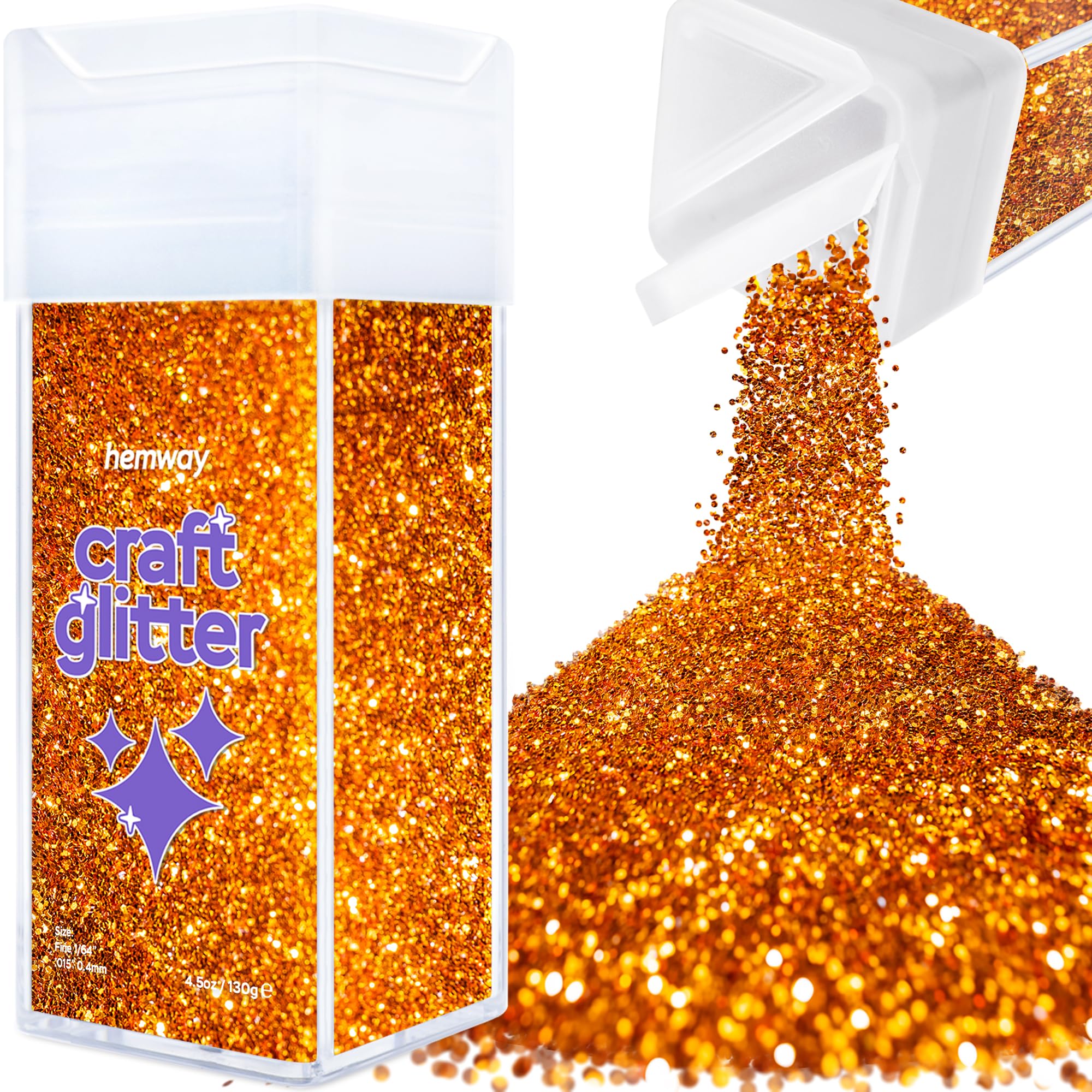 Hemway Glitter Shaker Copper 110g Fine, Craft Glitter Shaker for Resin & Epoxy Crafts, Christmas Art Supplies, Nail, Body, Face, Eye, Festival, Crafting, Slime, Sparkle