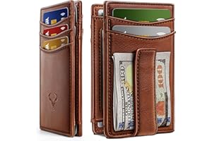 BULLIANT Magnetic Closure Slim Wallet-Genuine Leather Front Pocket Wallet for Men,RFID Blocking,Holds 12 Cards and Money Clip