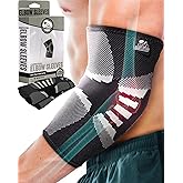 Nordic Lifting Elbow Compression Sleeves (1 Pair) - Elbow Brace for Tendonitis, Tennis & Golfers Elbow - Weightlifting Support for Men & Women - Pain Relief & Joint Recovery