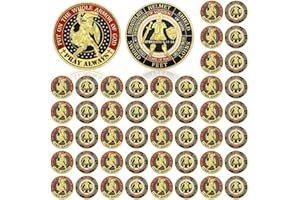 Siifert 48 Pcs Veteran Challenge Coin 4 of July Independence Day Patriotic Coin Gold Put on The Whole Armor of God Thank You Round Commemorative Coins Christian Prayer Military Church(Memorial Day)