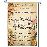 LKPYDPOO Happy Birthday in Heaven Banner Funeral Memorial Flags Memorial Garden Flags for Cemetery in Loving Memory Linen Garden Flag Gifts for Loss of Loved One Lawn Yard Flag 12x18 in Double Sided No Stick(yellow)