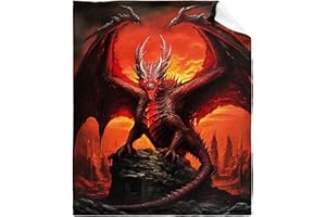 CORGI BLANKET Red Dragon Throw Blanket - Soft Flannel for Sofa, Bed, Couch - Living Room - 40"x50" - Gift for Boys, Girls, Women & Men