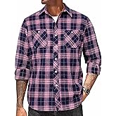 COOFANDY Men's Flannel Plaid Shirts Long Sleeve Casual Button Down Shirt with Pockets