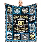 EQNWI 80th Birthday Gifts for Men Throw Blanket 60"x50", 80 Year Old Birthday Gifts for Men, Best Gift for 80 Year Old Man, 1946 Bday Gift for Man, Bday Presents for 80 Yr Old Male