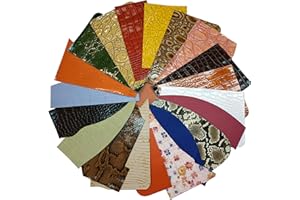 Upon Leather - Embossed and Printed Leather Scraps 1 Pound Medium & Large Pieces | 6-7 Square Feet Cowhide remnants for Crafts, Earrings, Jewelry | More Than 15 Pieces of Bright Happy Leather Colors.