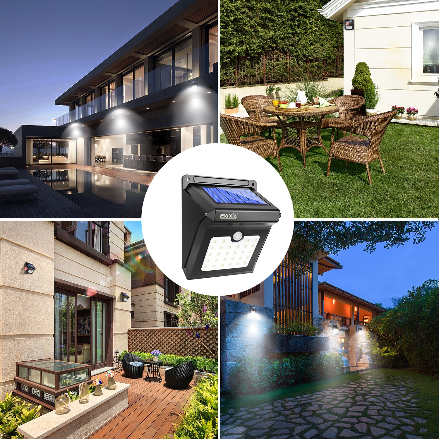 BAXIA TECHNOLOGY Solar Light Outdoor,28 LED Solar Motion Sensor
