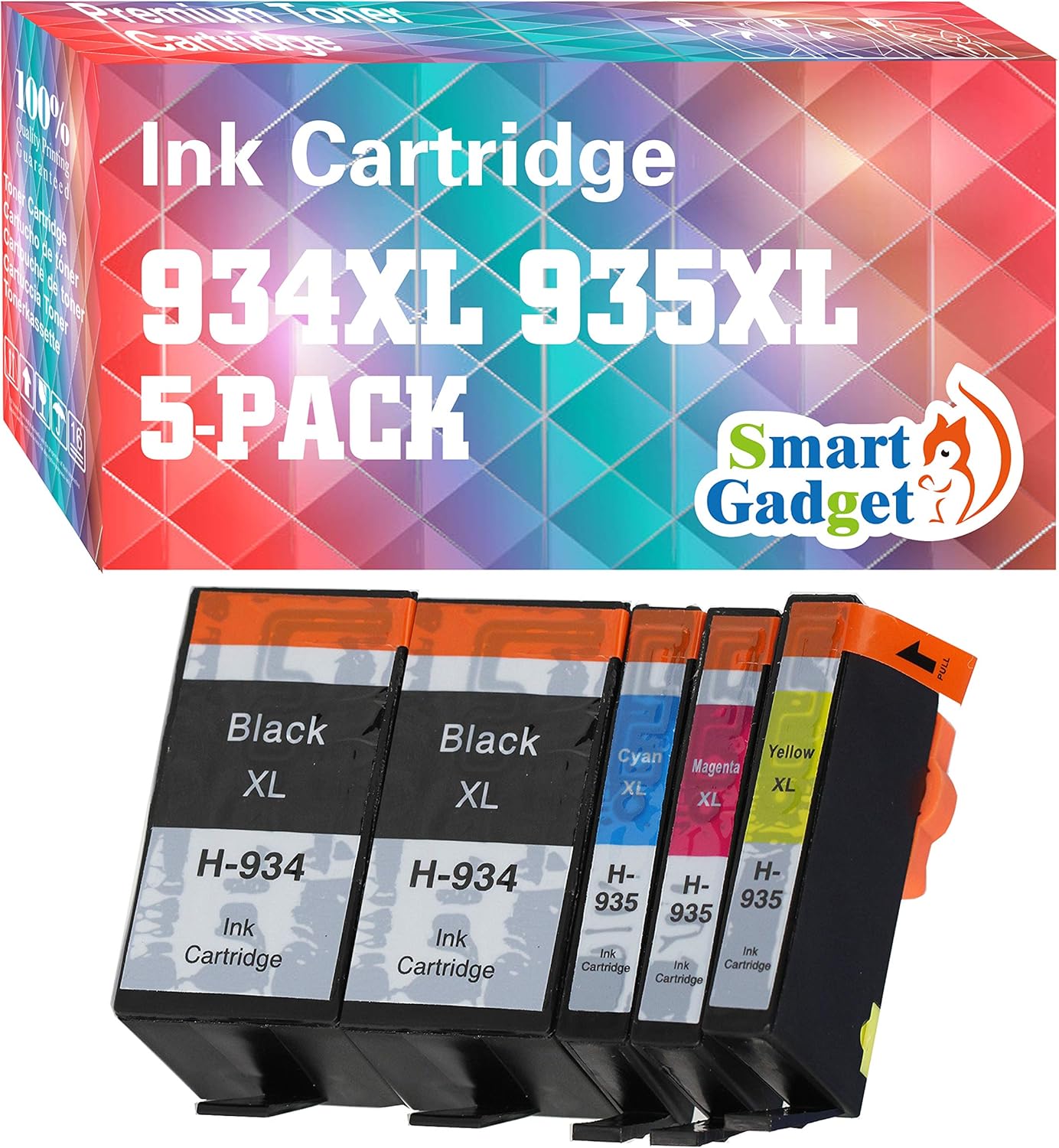 Smart Gadget Compatible Ink Cartridge Replacement for HP 934XL 935XL High Yield to use for OfficeJet 6220 6800 6812 6815 6820 6822 6825 Printer (2 Black, Cyan, Magenta, Yellow, 5 Pack)