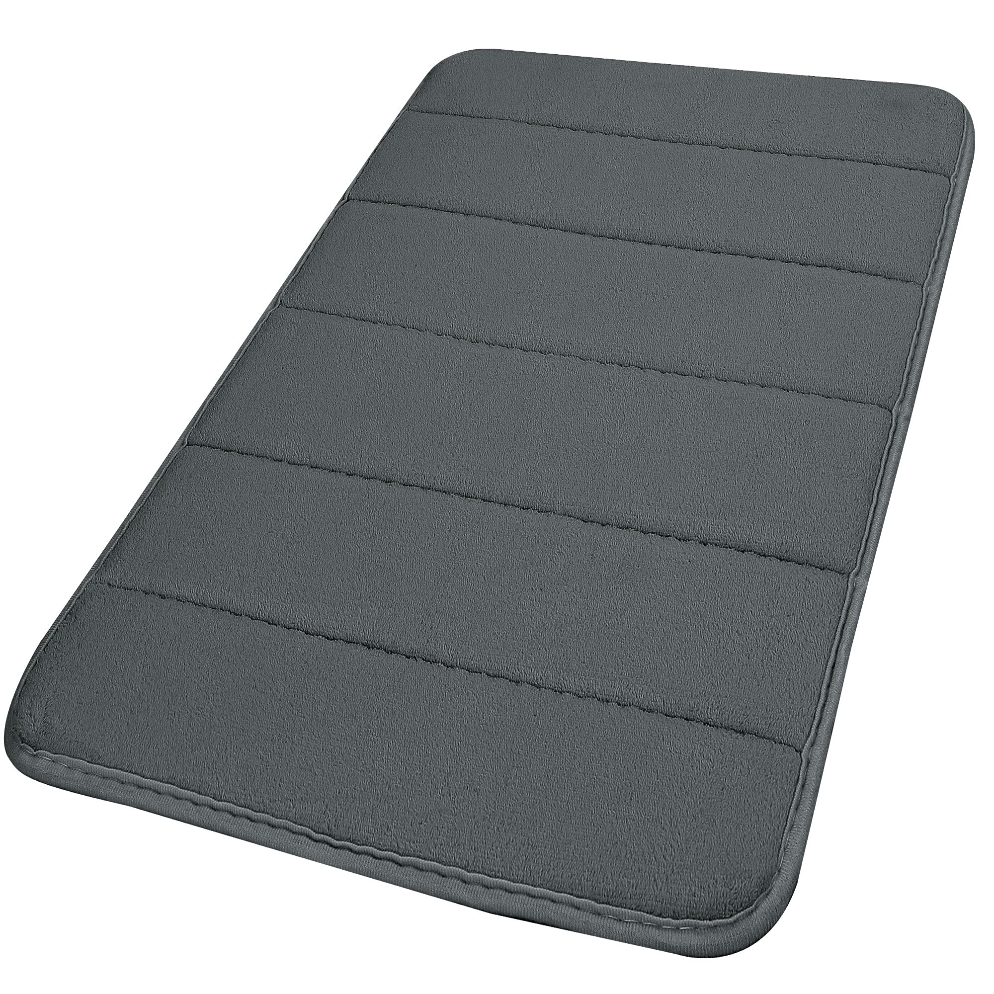 sourcing map Memory Foam Bath Mat Water Absorbent 16"x24"/ 40x60 Cm, Non Slip Bathroom Rug for Bathroom Living Room Floor Tub - Machine Washable Bath Mats Carpet Soft and Thick, Dark Gray