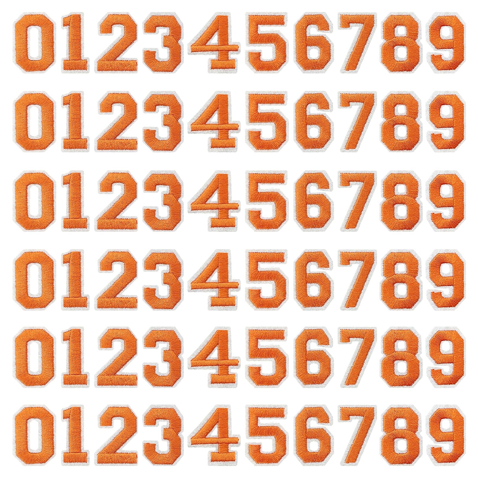 Photo 1 of J.CARP 60Pcs Orange Number 0 to 9 Patches Iron on Sew on Letters for Clothing, Hats, Shoes, Backpacks, Handbags, Jeans, Jackets etc.