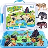 Billeeit Animal Sensory Bin Sand Toy, Play Sand Kit w/lid and 2.2lbs Moldable Sensory Sand, Molds, Tools, Map Set 35pcs Total