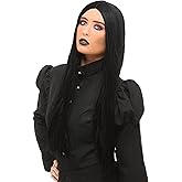 Fun Costumes Adult Deluxe Witch Wig - Long Black Synthetic Hair with Mesh Cap