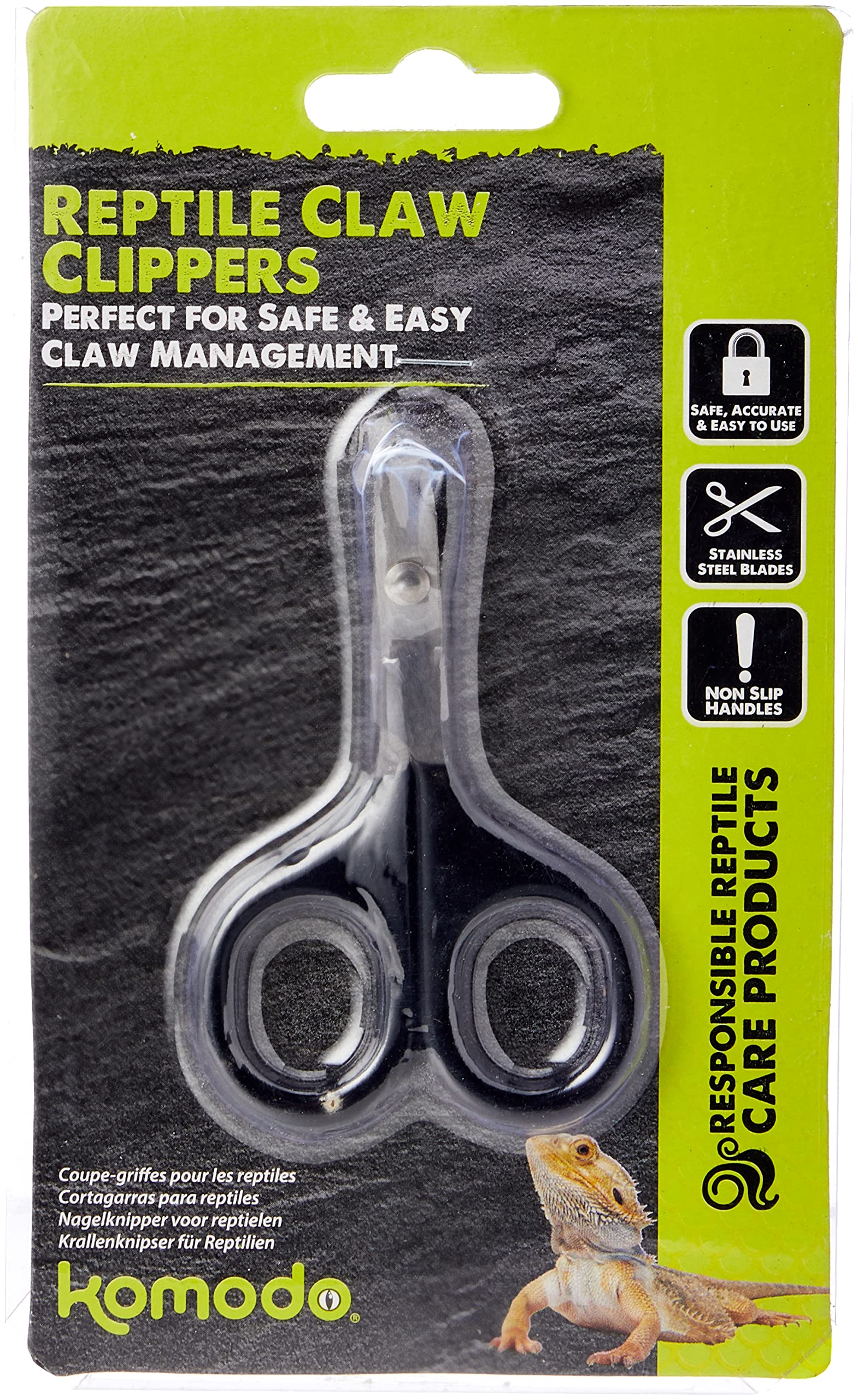 Komodo Reptile Claw Clippers Easy Use Ergonomic Design No Shred Nail Cutter Pet Grooming Accessory