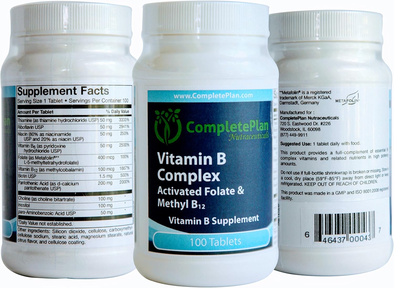 Vitamin B Complex MethylFolate Methyl B12 L5MTHF Sustained Slow