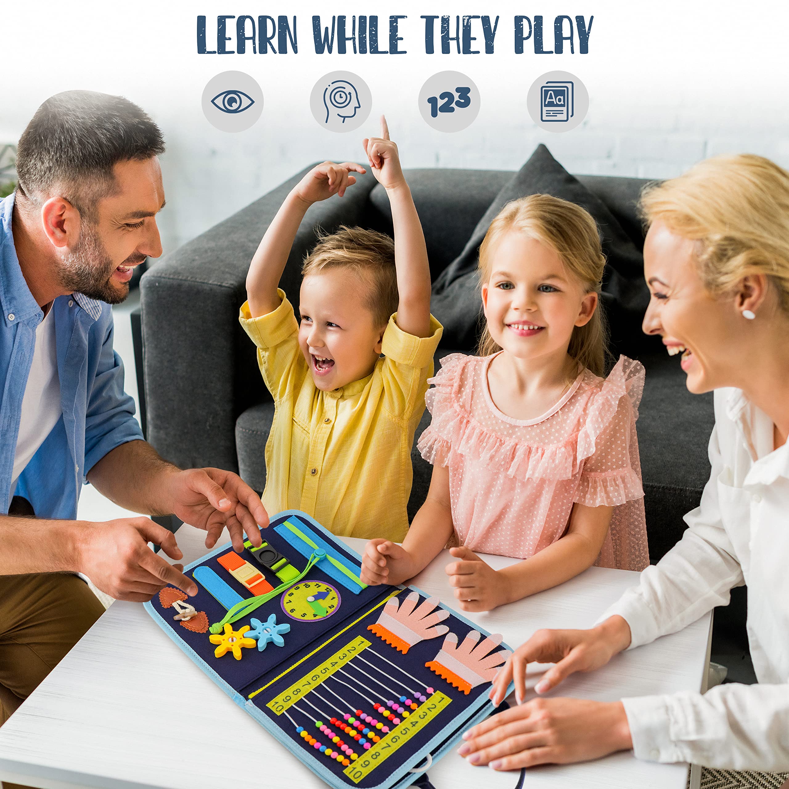 JAGSYJOY Busy Book for Toddlers - Montessori Busy Board with Sensory Activities for Learning Fine Motor Skills, Travel Toys for Toddlers for Airplane, Car. for Boys and Girls.