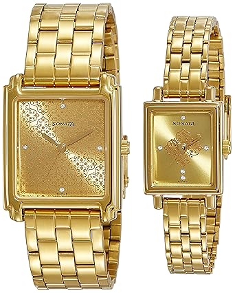 Analog Champagne Dial Couples Watch -NK70538080YM01