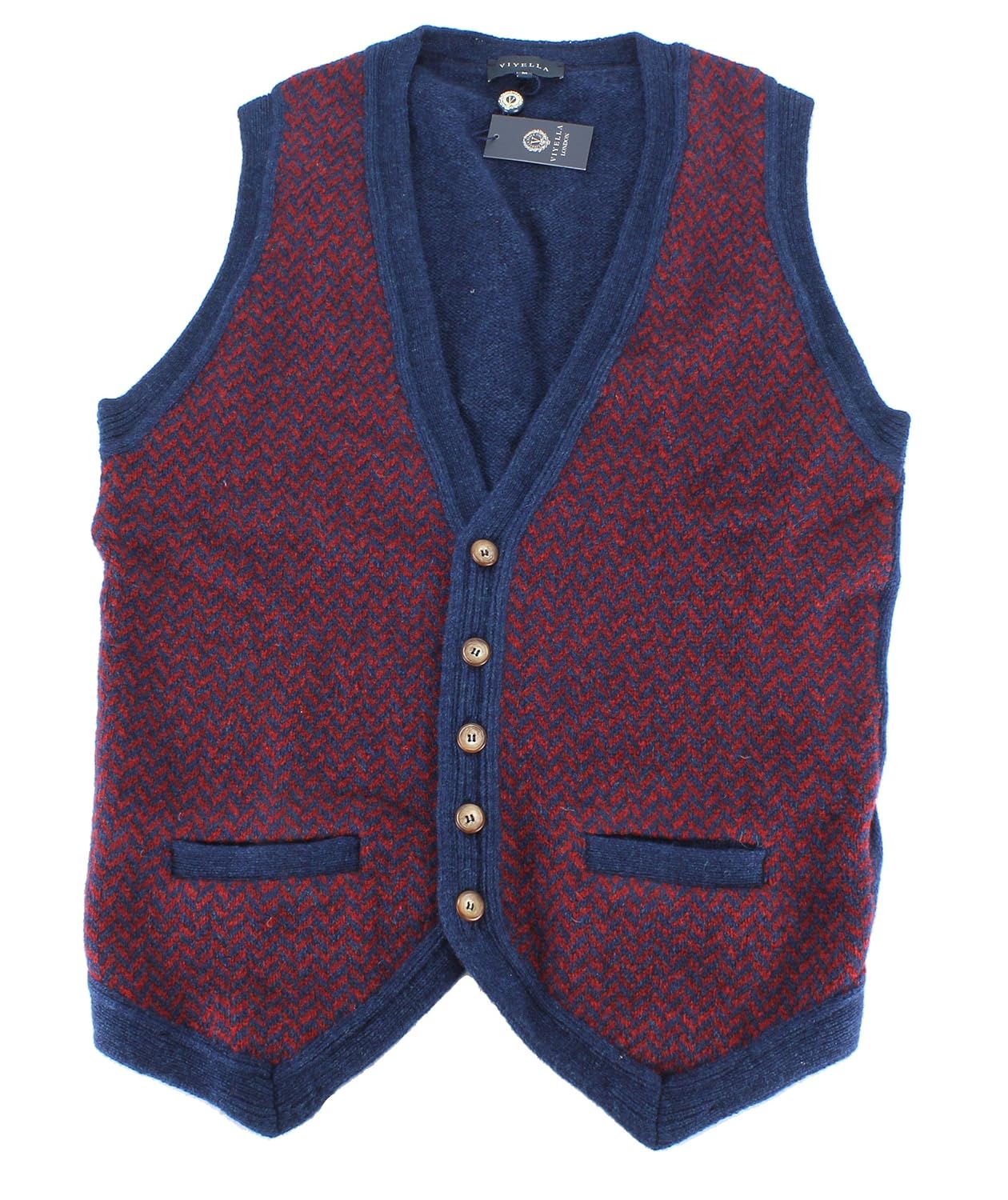 Viyella Herringbone Front Navy Knitted Waistcoat Amazon.co.uk Clothing