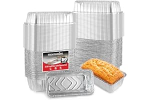 Stock Your Home Disposable Aluminum Loaf Pans with Lids, 2 Lb (50 Pack) Foil Baking Tins with Plastic Lid, Tin Pan with Cover