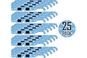 GSM Brands Christmas 3D Glasses - Holiday Specs Transform Lights into Magical Snowflake Image (25 Pack)