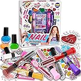 Nail Polish Pens Kit for Girls Ages 7-12, FunKidz Nail Pen Combo Kit Teen Gift Peelable Nail Art Studio Set with Cool Girly Decoration Stuff Pearl Beads, Glitter, Nail Stickers, Nail File, Gems