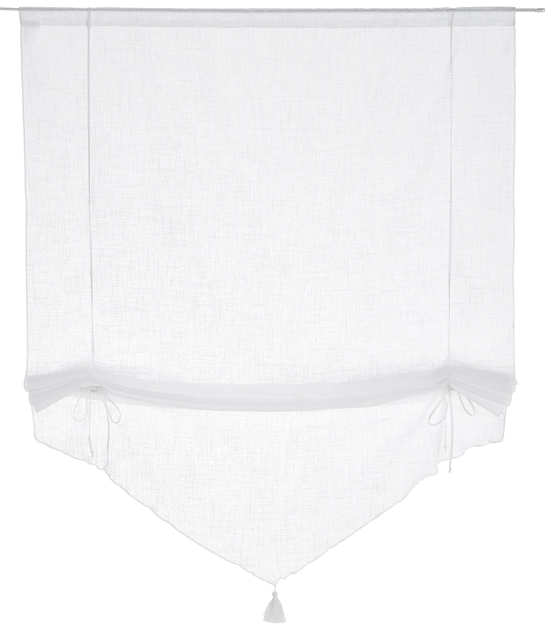 LINDER 0171/10/338 Adjustable Tapered Blind Linen Look Rod Pocket White 90X165