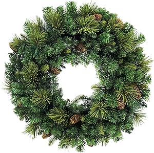 Artificial Christmas Garland and Wreath,Decorated with Pine Cone and Red Berries (Carolina Pine Wreath)