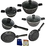 16 tlg Induktion Edelstahl Topfset mit Deckel Kochtopf