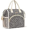 LOKASS Insulated Lunch Bag Women- Reusable 10 L Lunch Box for Women - Leakproof Tote Cooler Bag for Adults Work, Beach, Travel, Picnic （Black Small Florals）