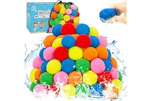 Homiar 50 PCS Reusable Water Balloon, Water Balls Splash Balls Water Soaker Balls Bulk with Bag Soft Cotton Beach Balls Pool Water Toys Kids Adult Outdoor Water Fight Water Play Games Summer Present