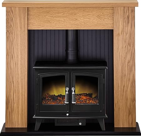 Adam New England Stove Suite In Oak With Woodhouse Electric Stove