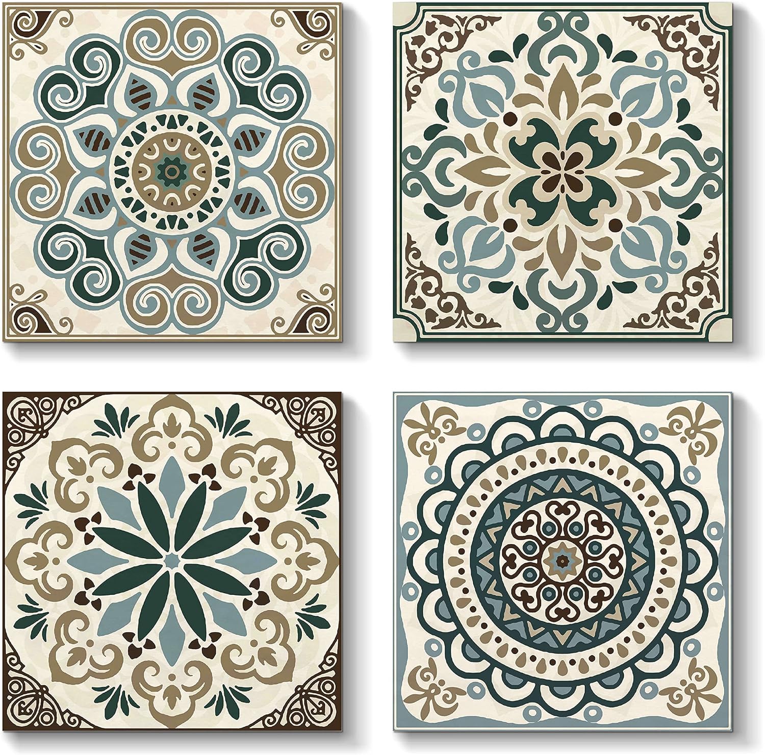 Paintings - ARTISTIC PATH Bohemian Pattern Printing Wall Art: Vintage Flower Pattern Canvas Wall Decoration Artwork for Bedroom (16